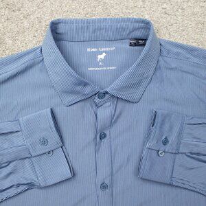 Horn Legend Shirt Men XL Blue Performance Luxury Tailored Fit Long Sleeve Button